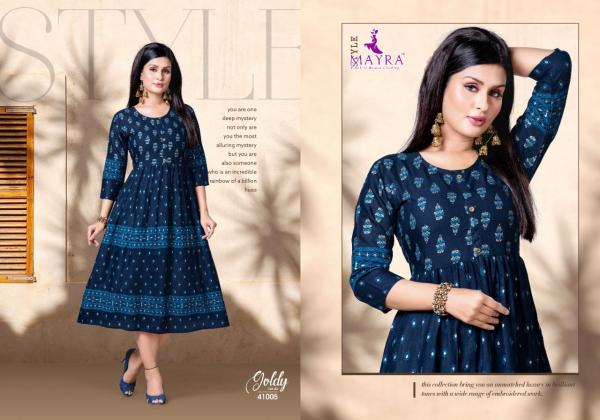 Mayra Goldy 2 Stylist Rayon Gold Print Kurti